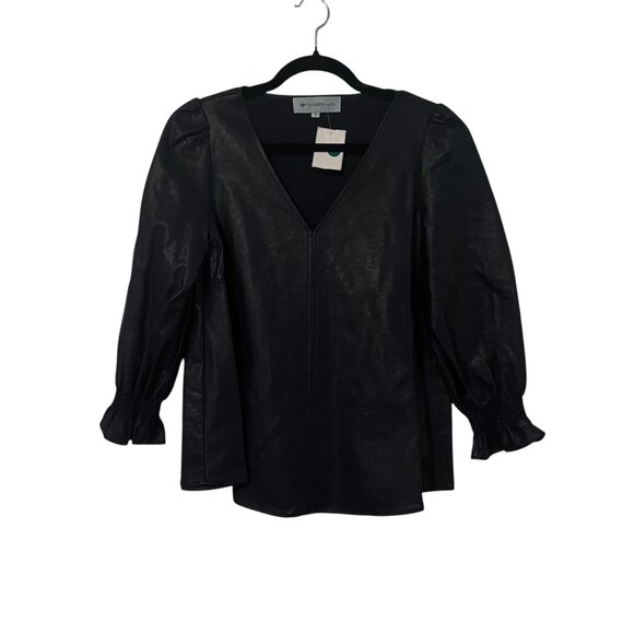 Tuckernuck Tops - Tuckernuck Women's Black Faux Leather Top Size S